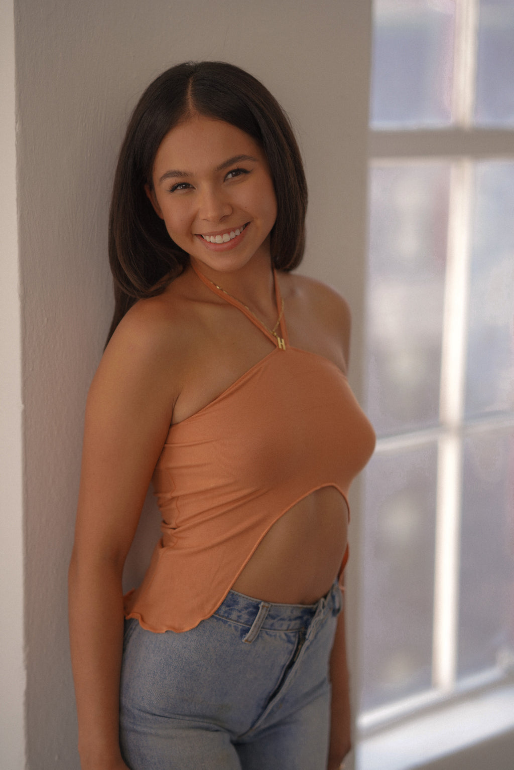 SHE'S ALL THAT HALTER TOP // APRICOT