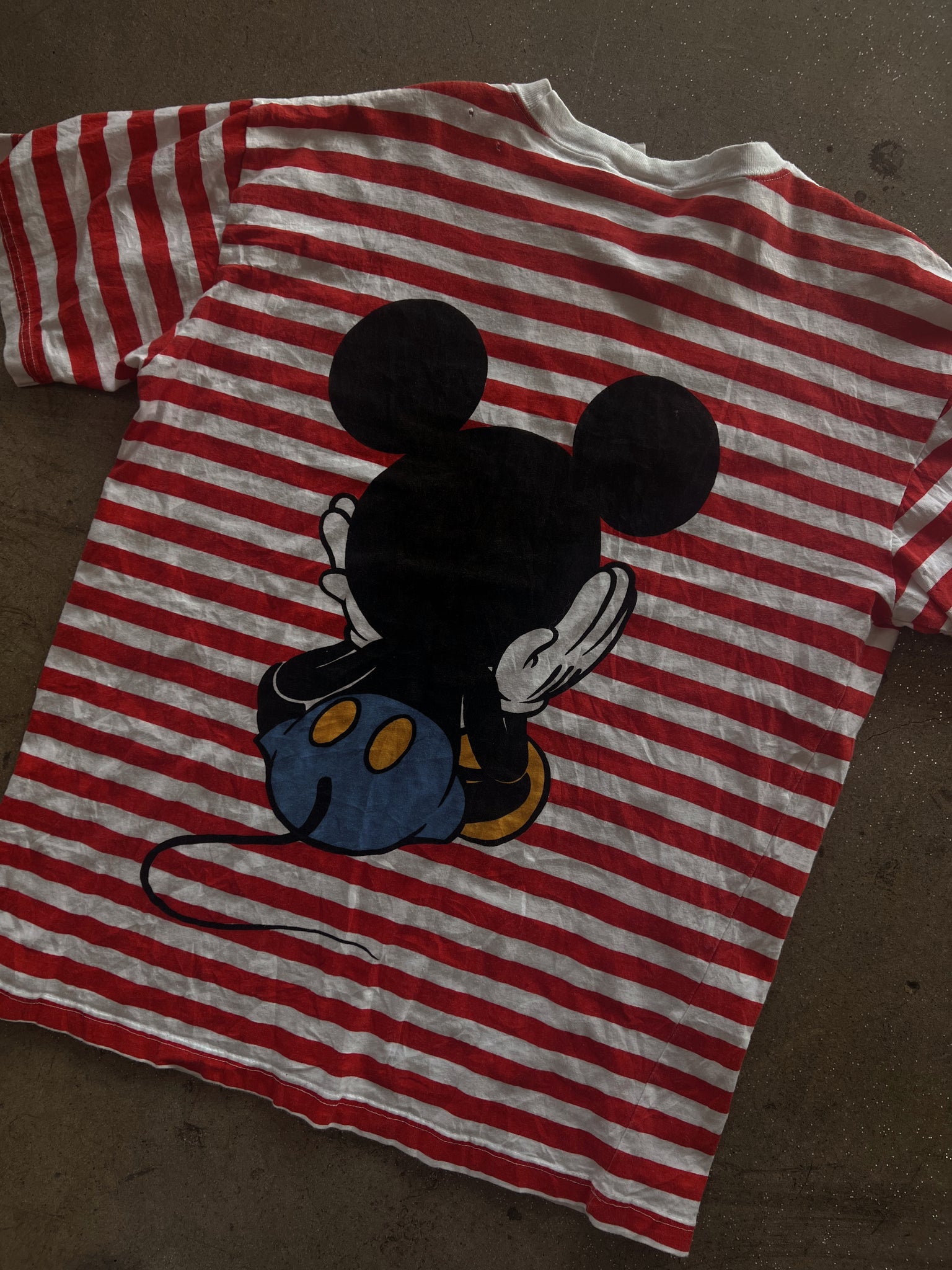 RED STRIPED MICKEY MOUSE TEE
