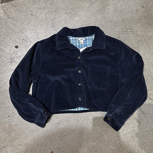 VINTAGE CORDUROY CROPPED JACKET // NAVY BLUE