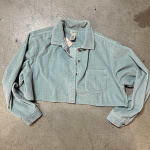 VINTAGE CORDUROY CROPPED JACKET // LIGHT BLUE