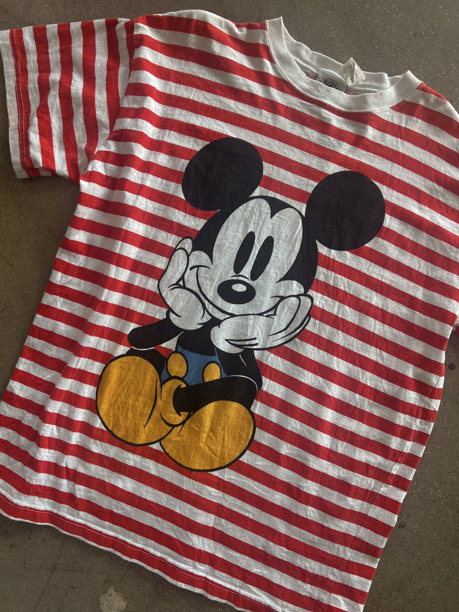 RED STRIPED MICKEY MOUSE TEE
