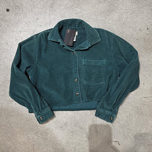 VINTAGE CORDUROY CROPPED JACKET // TEAL