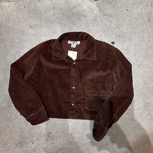 VINTAGE CORDUROY CROPPED JACKET // BROWN