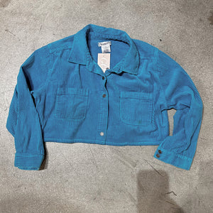 VINTAGE CORDUROY CROPPED JACKET // CYAN