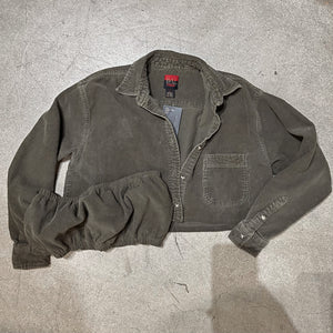 VINTAGE CORDUROY CROPPED JACKET + TUBE TOP  // HUNTER GREEN