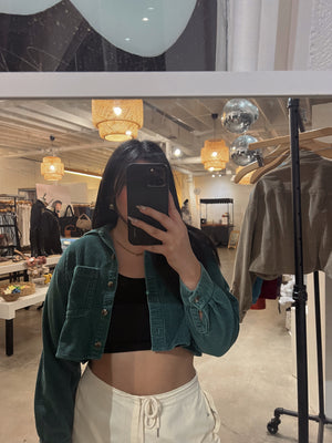 VINTAGE CORDUROY CROPPED JACKET // TEAL