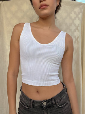 RIBBED SQUARE BACK TANK // WHITE