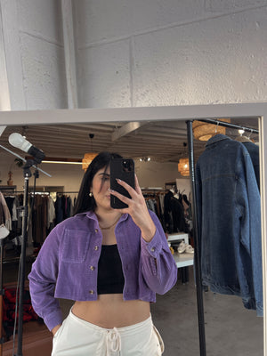 VINTAGE CORDUROY CROPPED JACKET // PURPLE