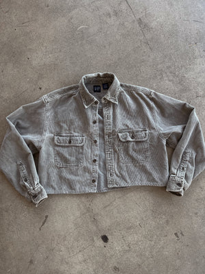 VINTAGE CORDUROY CROPPED JACKET // LIGHT GREY