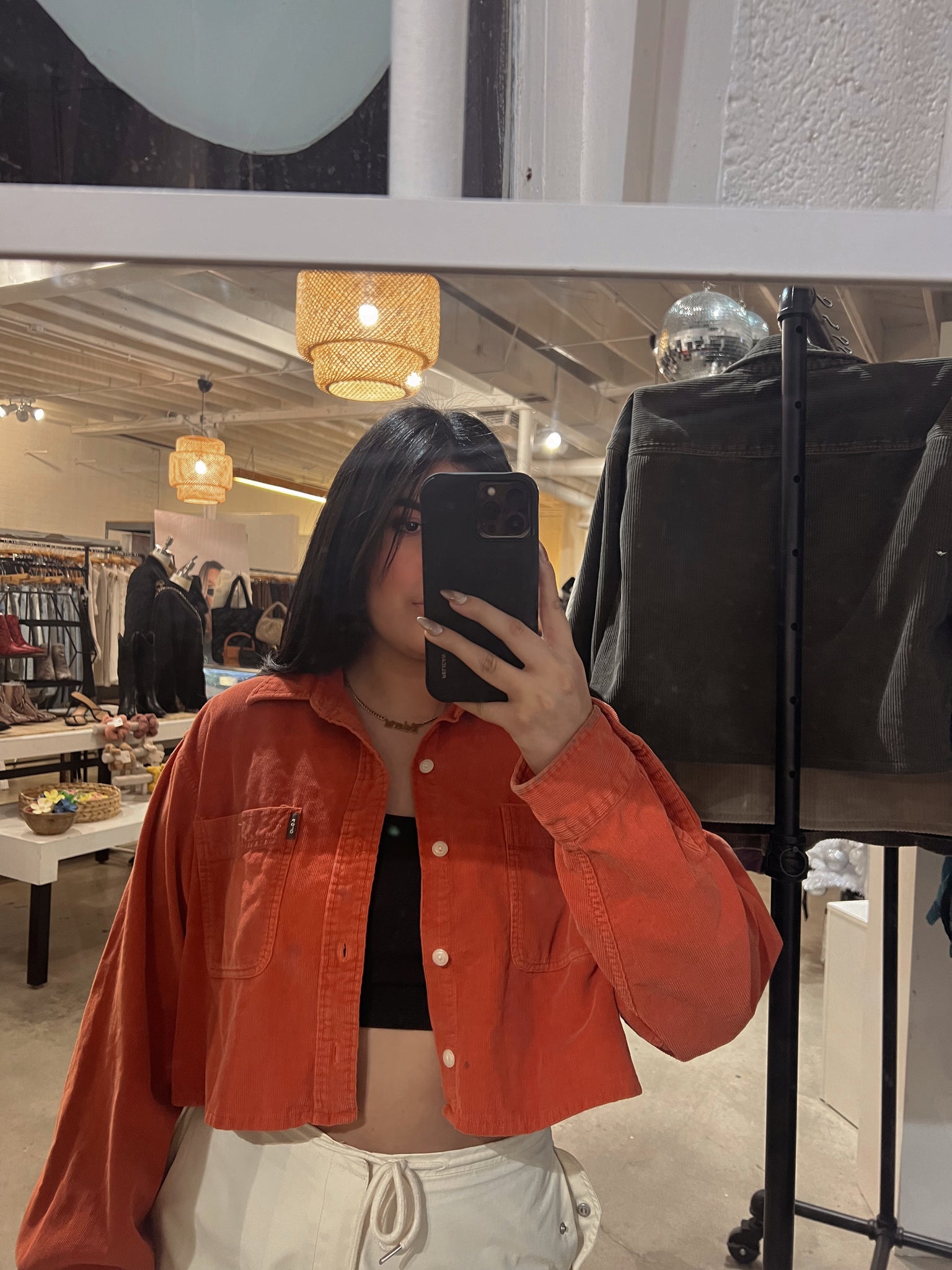 VINTAGE CORDUROY CROPPED JACKET // BURNT ORANGE