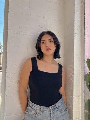 SQUARE UP BODYSUIT // BLACK