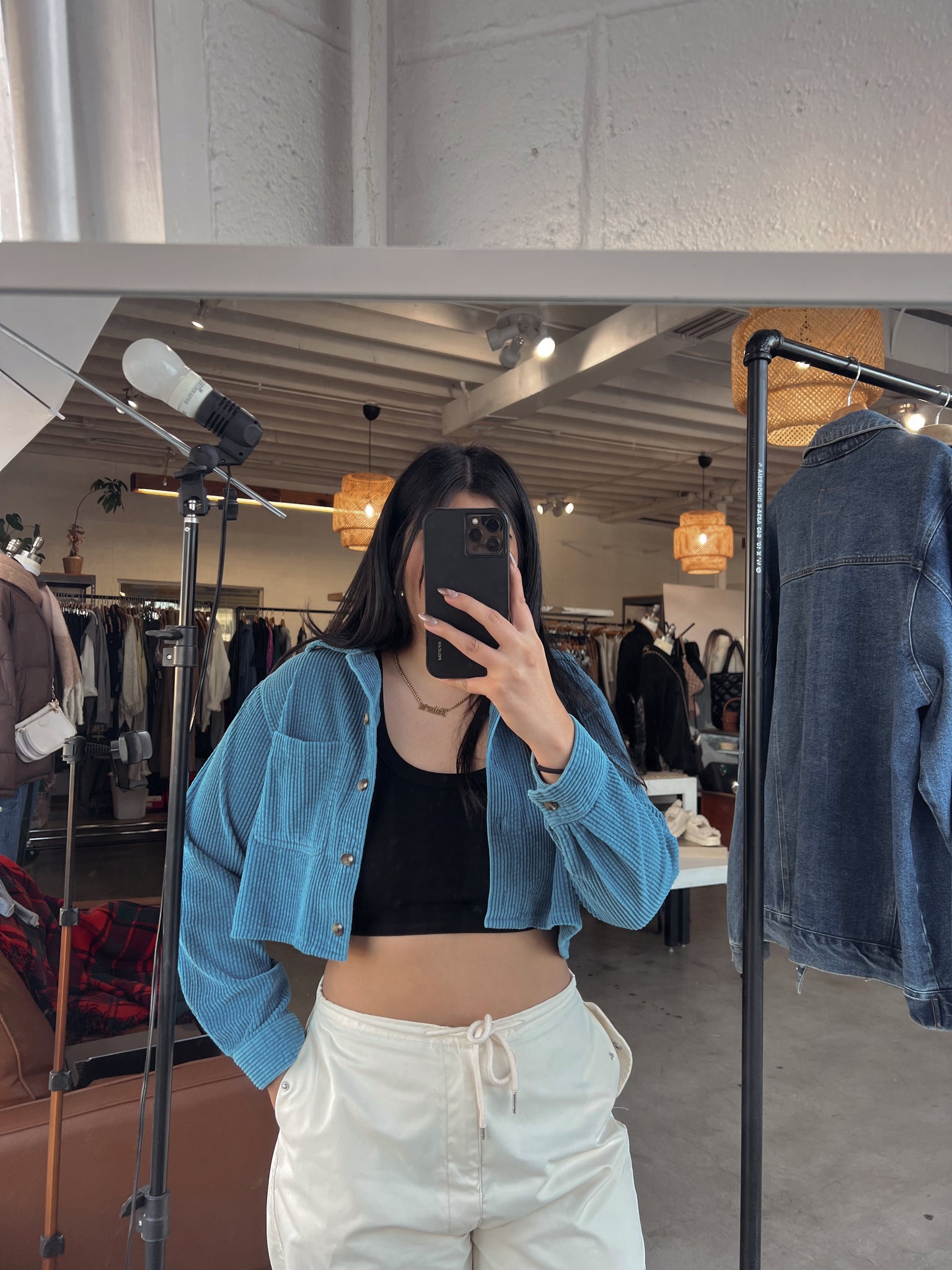 VINTAGE CORDUROY CROPPED JACKET // SAPPHIRE BLUE