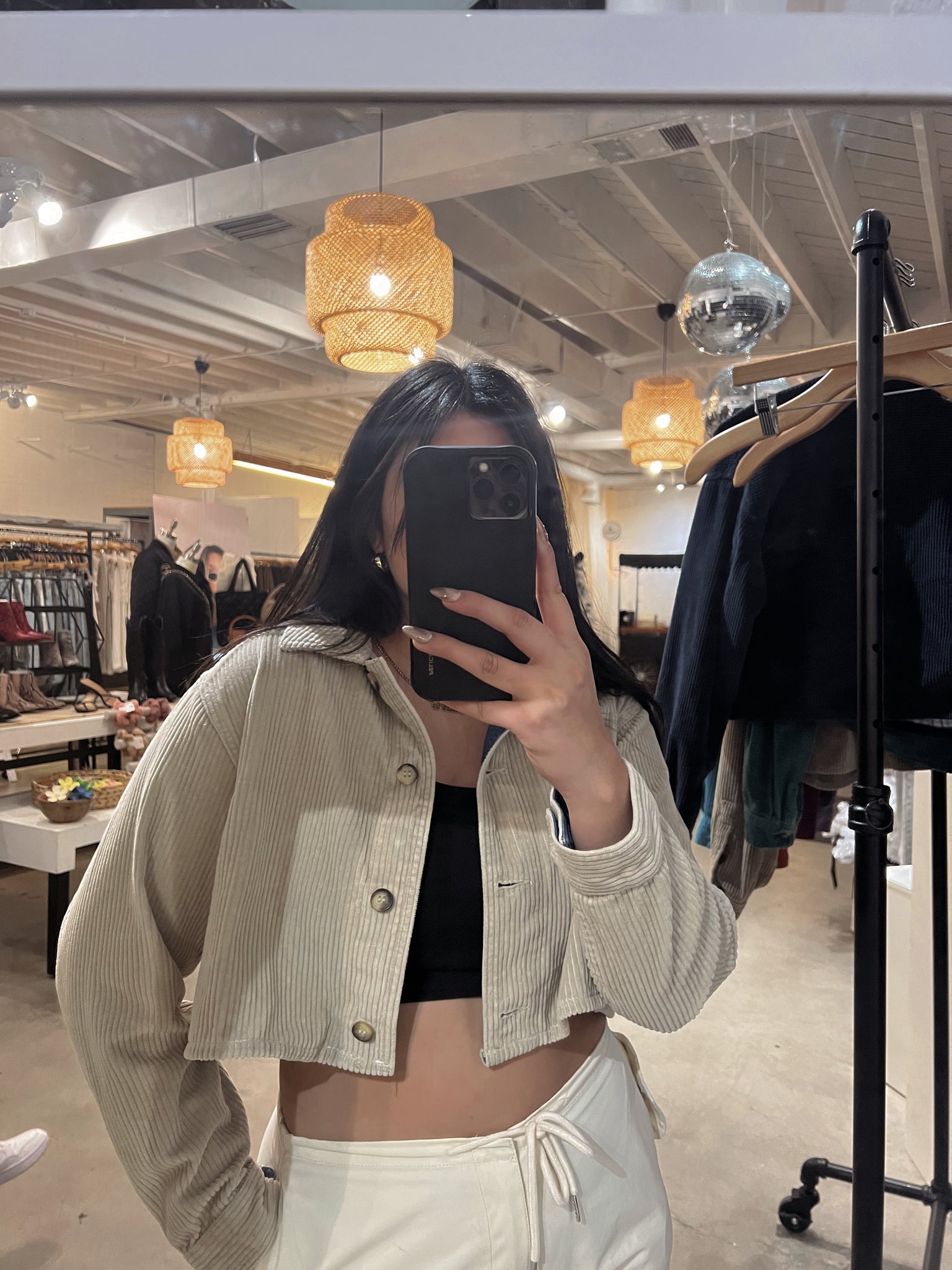 VINTAGE CORDUROY CROPPED JACKET // CLAY