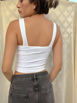 RIBBED SQUARE BACK TANK // WHITE